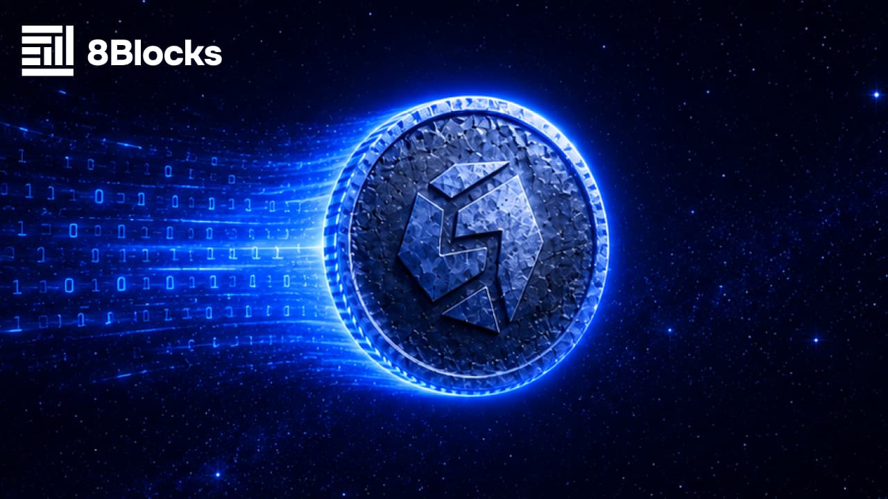 STON.fi ($STON) tokenomics audit cover: STON token over a TON blockchain data stream