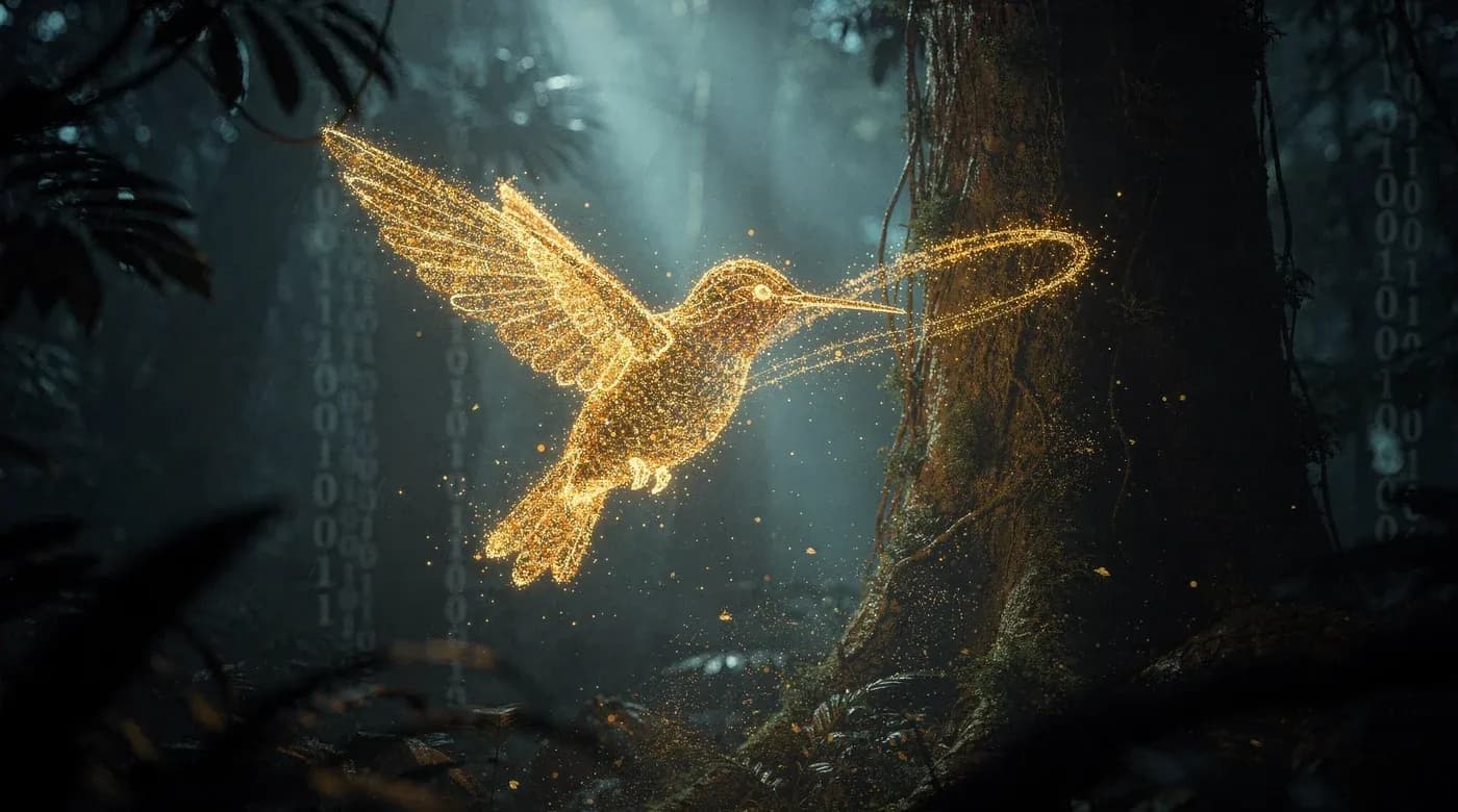 TiBiTi hummingbird — an NFT companion made of light in the jungle